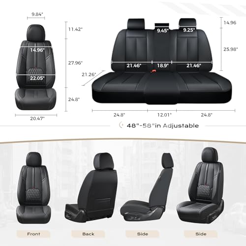 Image of Coverado Car Seat Covers Full Set, Leather Seat Cover for Car with Lumbar Support, Black Seat Covers for Front and Back, Waterproof Car Seat Protector Car Seat Cushion Universal Fit for Most Vehicles