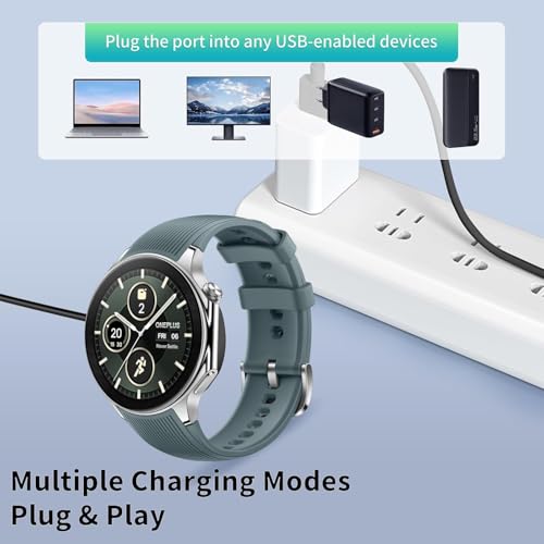 Image of Zitel Charger Compatible with OnePlus Watch 3 /2 / 2R - Magnetic Charger Dock USB Cable (Black)