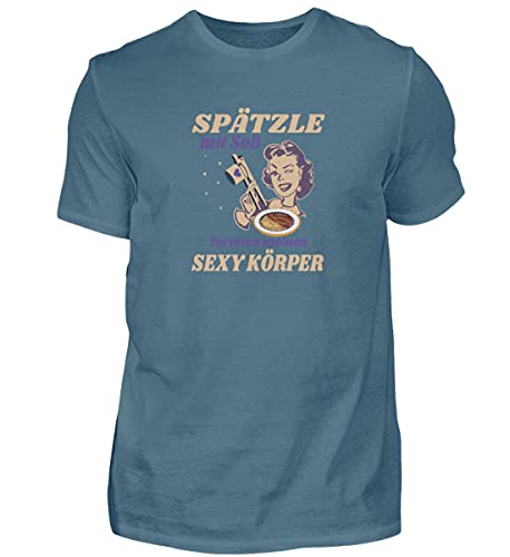 T-shirt Spätzle homme M bleu pierre : cadeau idéal Proverbes Souabes