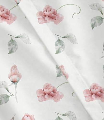 Image of Duvet Cover Full Size - Soft Floral Duvet Cover Set - 3 Piece - Rosebud | Soft Floral Duvet Cover 80 x 90 with 2 Pillow Shams, Comfy Floral Bedding Set, Hotel Luxury with Zipper Closures & Ties