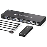PVBCTCSID 8K Displayport KVM Switch 4 Computers 1 Monitor 4K144Hz 4 Port KVM Sharing 1 Monitor and 4 USB 3.0 Device with Controller Support Extended/Copy Mode