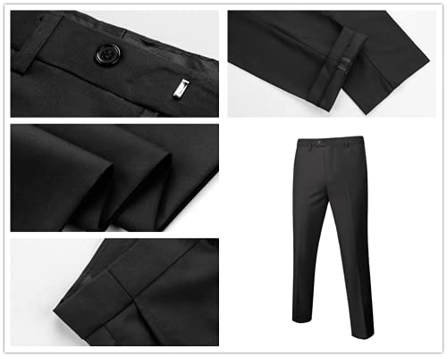 UNINUKOO Men's Suit Slim Fit 2 Piece Tuxedo Suit Set Floral Print Paisley Shawl Lapel Groom Wedding Suits Set US Size M Black4