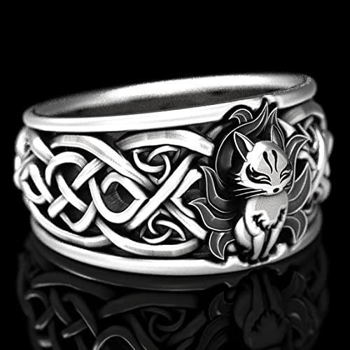 Kuyiuif 925 Sterling Silver Cute Novel Fox Ring Animal Pattern Twist Stacking Fashion Trend Elegant Dignified Handmade Polishing Hypoallergenic Jewelry Charm Mini Tiny Fox Ring Gift Size 9 #TOP2