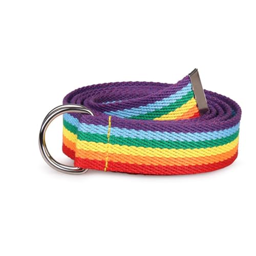 LIFKOME Long Woven Belt Fashion Rainbow Waist Suspenders D-ring Belt for Women4