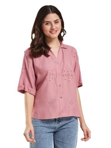 Image of J TURRITOPSIS Women's Cotton Blend Embroidered Stylish Shirt