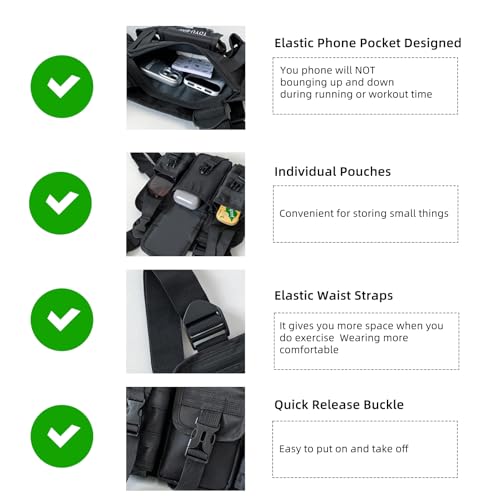 Yuehuamech Tactical Chest Rig Pack Men Multi Pocket Airsoft Pouch Bag Running Vest Combat Harness Radio Chest Crossbody Bags Holster Vest Military Shoulder Bag for Hunting Outdoor EDC - Image 3