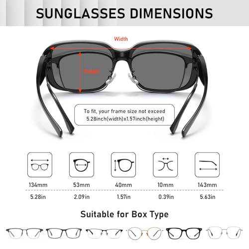 Image of HAOLOTA Polarized Sunglasses Over Glasses Women Wrap-Around Glasses Small Shapes Driving Fishing UV400 Protection