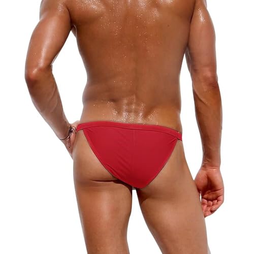 Mens Swim Thong Briefs Low Rise Bikini Swimsuit Sexy Drawstring Contour Pouch Bathing Suit Swimwear3