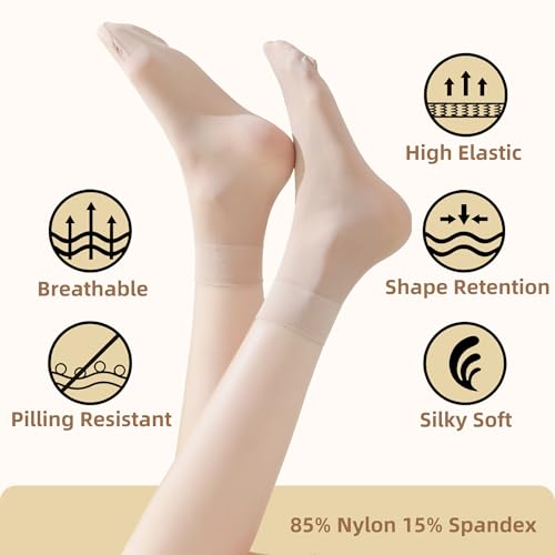 Image of Women's 10-12 Pairs Ankle High Sheer Nylon Socks