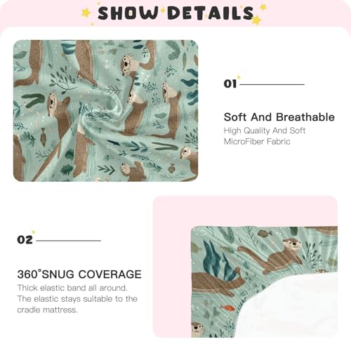 Image of Baby Crib Sheet Otter Animal Crib Mattress for Boys and Girls Playard Sheet Soft Breathable Fitted Baby Mattress Cover 52x28in