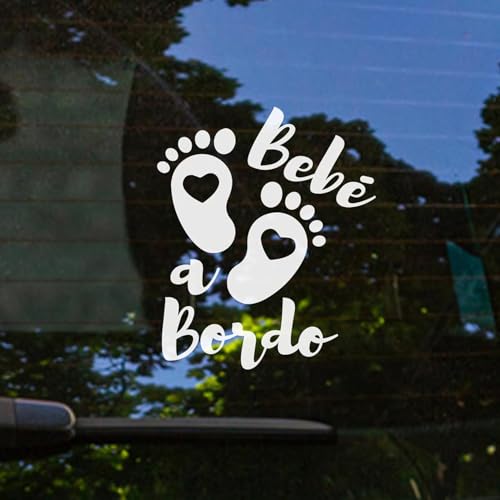 Bebe a bordo, Pegatina bebe a bordo coche 16 x 13.5 cm, Bebe a Bordo Pegatina Coche Resistente a UV e Impermeable, Bebé Sticker