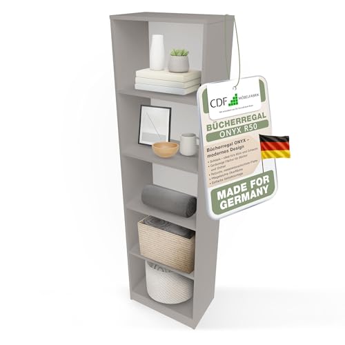 CDF Bücherregal Regal Standregal Büroregal für Ordner - Büro Wohnzimmer Homeoffice Bücherschrank zur Aufbewahrung Dokumenten Dekoration Robuste Konstruktion - Lehm 50cm
