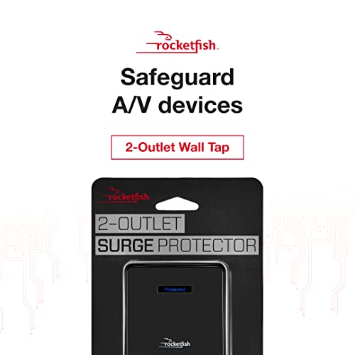 Rocketfish 2-Outlet Surge Protector - Low-Profile Protection For Devices - Black #TOP1