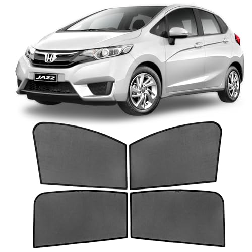 Image of AutoStory Custom Fit Black Mesh Car Sunshade for Jazz 2015-2024 | UV & Heat Protection Car Window Curtains | Privacy Car Sun Shade | Breathable Vehicle Specific Side Window Shades