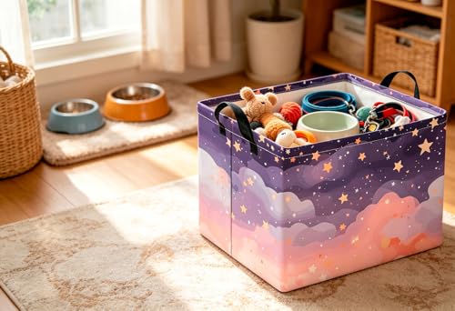 Image of CLOCOR Rectangular Storage Bin,Waterproof Books Box,Gift Basket(Pink Sky)