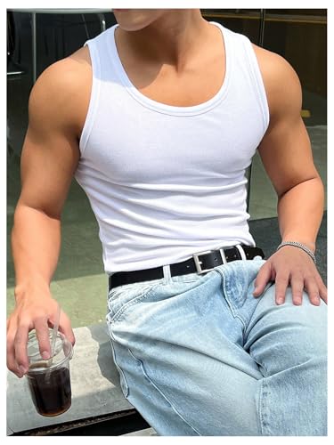 Men's Summer Tank Top Scoop Neck Knit Gym Workout Muscle Tank Undershirt Sleeveless Shirts2