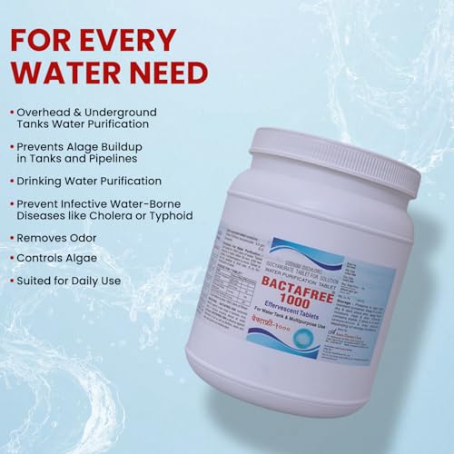 Image of 1000 Water Purification Tablets - Chlorine Tablets for Overhead & Underground Tanks | Purifies 1000 litres per Tablet | Kills Bacteria & Prevents Algae | 150 Units (Pack of 1)