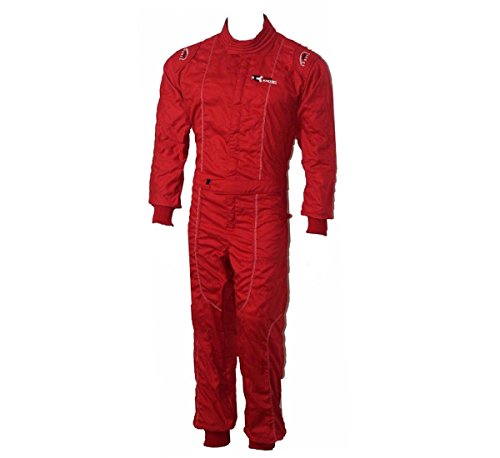 Nuevo Traje de karting para adultos/Carrera/Rally Trajes de una pieza Traje Algodón Poli Mono 3 colores brillantes (rojo, L)