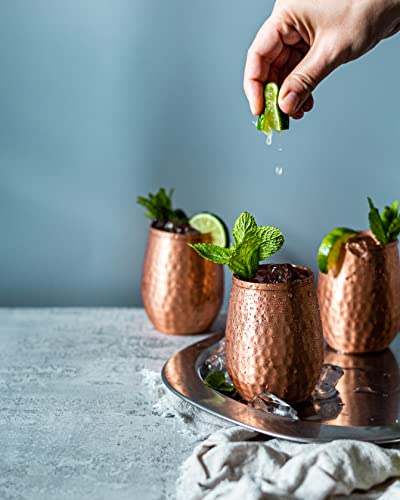 Copper Cups - 12 Oz set of 4 - A Unique Way To Enjoy Wine - The Perfect Pure Copper Tumbler for Water - Copper Drinking Cups Better Than Glasses or Plastic - Moscow Mule Copper Cup For Drinking