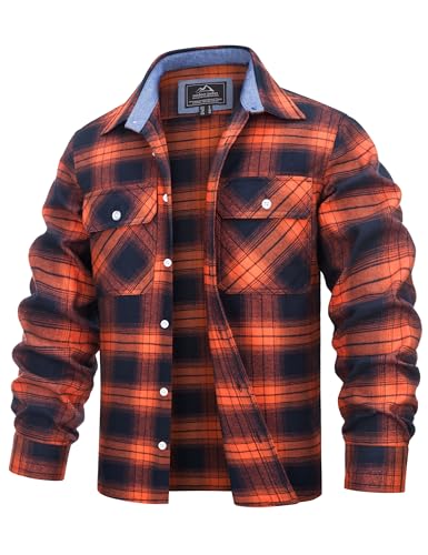 Cotrasen Mens Flannel Shirts Long Sleeve Flannel Shirt for Men Cotton Casual Fashion Button Down Shirt with 2 Pockets