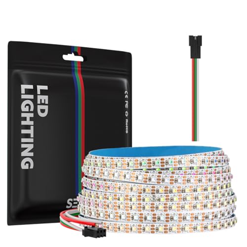 Image of SEZO WS2812B IC RGB LED Strip 160 Pixels /m 5mm Width Ultra Narrow Individually Addressable RGB Light 2020SMD Dream Full Color Flexible Tape 16.4ft IP30 DC5V(No Adapter or Controller)