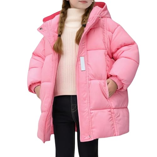 Girls Zip up Hooded Down Jackets Thick Warm Winter Windproof Outwear Puffer Coats Quilted Lightweight Padded Outwear