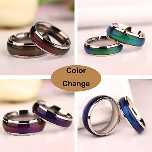 2 Pcs Mood Rings for Kids Men Women With Color Mood Chart Stainless Steel Band Mood Jewelry2