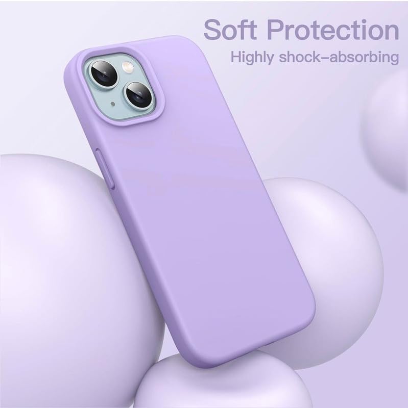 Image of Premium Liquid Silicone Case for iPhone 15 Plus - Slim Full Body Protective Back Cover with Soft Microfiber Lining, Anti-Slip Grip Scratch Resistant Phone Case (Lavender)