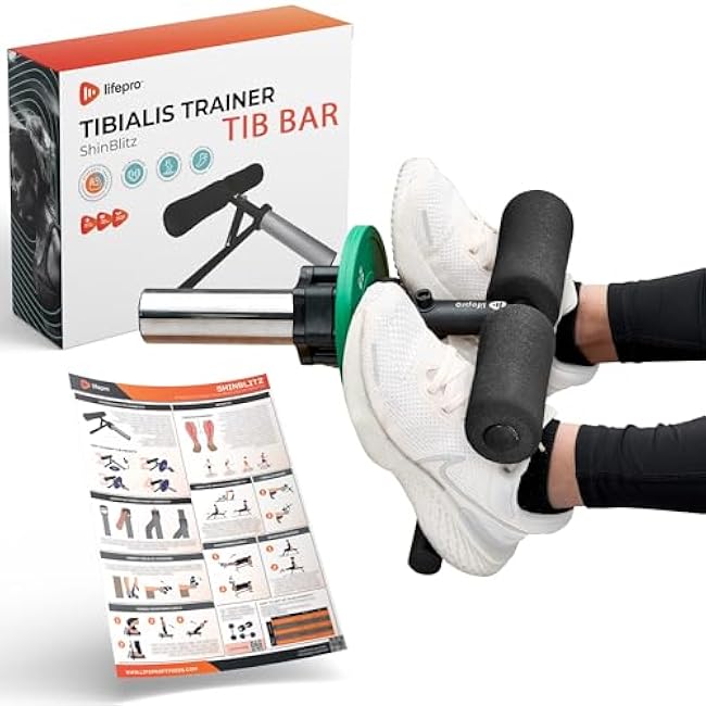 Lifepro Tib Bar for Anterior Tib Raise ¨C Tibialis Bar for Dorsiflexion, Knees Over Toes, Calf Raise Block, Ankle Rehab, Tip Bar Training, and Lower Leg Strength Equipment