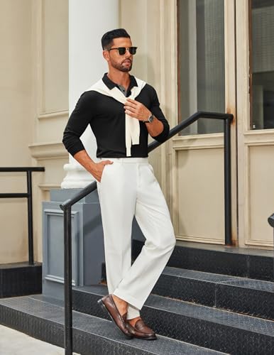 COOFANDY Mens Cotton Polo Shirts Long Sleeve Casual Collared Shirt Classic Golf T Shirt3