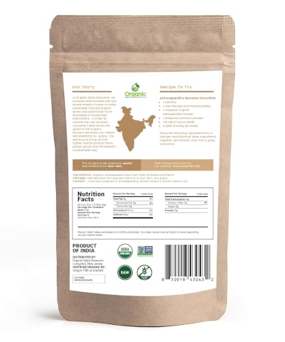 Image of Organic Ashwagandha Root Powder -4 Ounce | Lab Tested for Purity | Resealable Kraft Bag,Non-GMO, Indian Ginseng, Withania Somnifera -100% Raw from India, by SHOPOSR