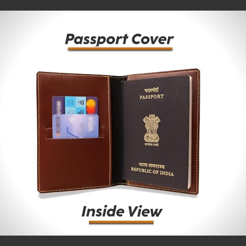 Image of Men Leather Personalized Wallet, Keychain and Passport Combo | with Name Printed Keychains Passports | Customised Gift Set with Name & Charm, Brown