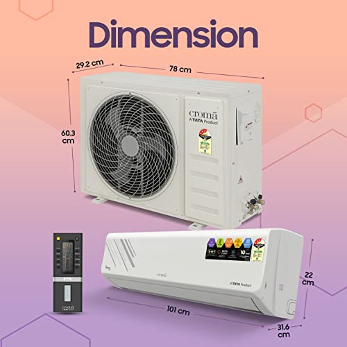 Image of Croma 2 Ton 3 Star Inverter Split AC (Copper Condenser, 2022 Model, CRLA022IND255303, White) with Free Standard Installation