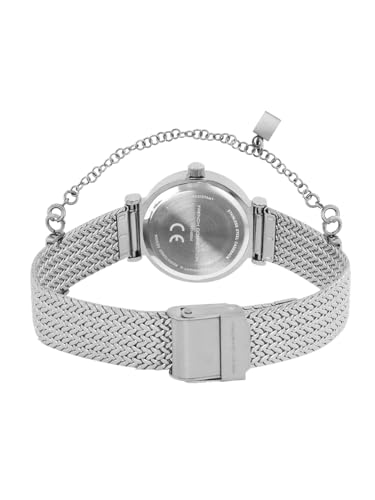 Image of French Connection 2 Hands Green Round Dial Stainless Steel Mesh Strap | Casual | Premium | MOP Dial with Stones Feature | Wrist Watch for Women - FCH8SM