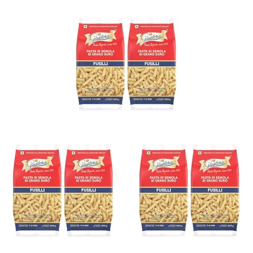 Image of Gustora Fusilli Pasta Combo Pack Of 6 I Durum Wheat Semolina I Rich In Protein & Fibre I Zero Cholesterol I Cooking Time 10 Min I Vegetarian Pasta - (500 Gm X 2)