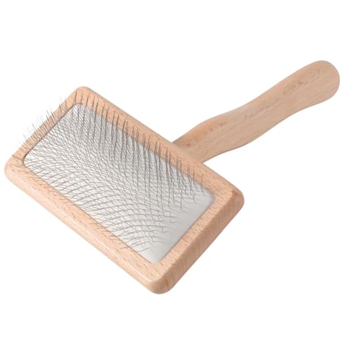 Umweltfreundliche Zupfbürste aus Buchenholz, sanftes Enthaarungswerkzeug für Hunde und Katzen, entfernt lose Haare und Verfilzungen, Massagebürste für gesundes Fell