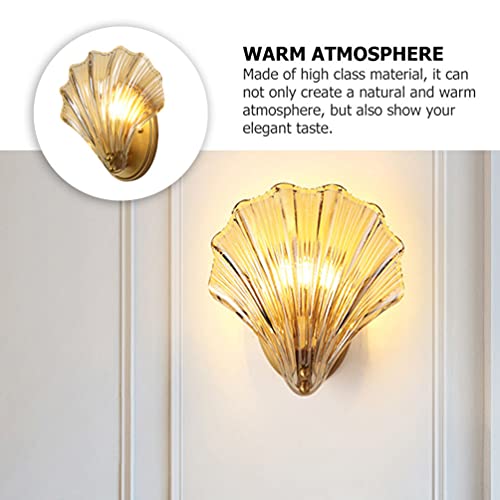 Image of OSALADI Crystal Wall Sconce Lighting American Style Nautical Sea Shell Modern Wall Lamp Indoor Hallway Sconce Light Fixtures for Bedroom Living Room Decor
