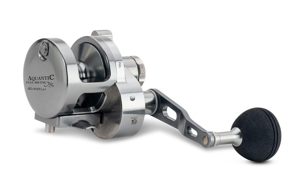 Full Metal Jig SD-4001LH, Jigging-Multirolle, Aluminium-Gehäuse, Meeresangel, Linkshand, Norwegenrolle, Multirolle
