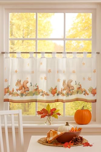 KAMACA Organza Bistrogardine mit Eichhörnchen-Motiv luftige...