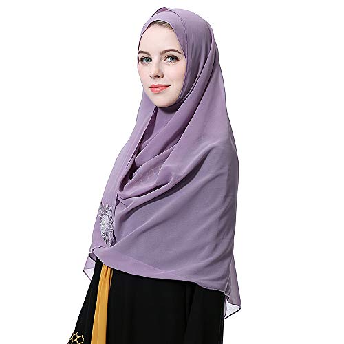 Womens Chiffon Muslim Long Hijab Scarf Islamic Scarfs with Rhinestone Head Wrap Scarfs2