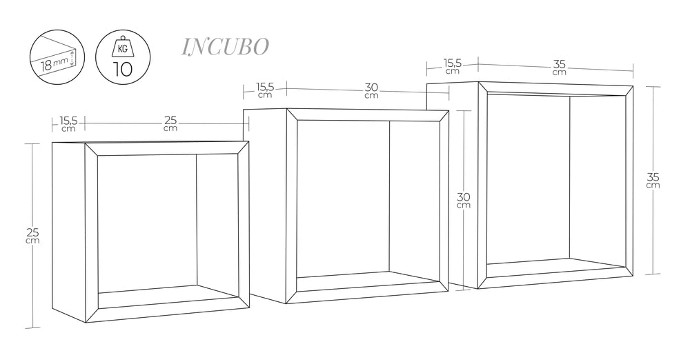 Sanitec Incubo Mensole da Parete, Legno, Giallo Canarino, 15.5x35x35 cm, 3 unità