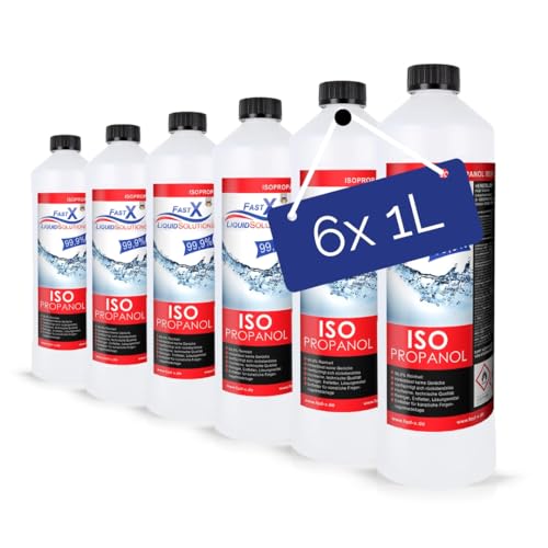 Isopropanol 2-Propanol Isopropylalkohol 99,9% Reiniger – 6x1 Liter Bundle | Hochprozentiger IPA Reinigungsalkohol für Haushalt & Elektronik | Made in Germany (6x1 Liter)