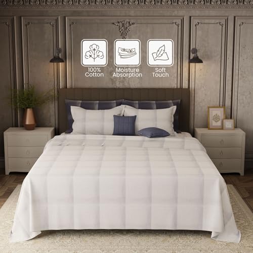 Image of BOUTIQUE LIVING Platinum Pulse Manchester 100% Cotton 800 TC White Geometrical King Bedding Set