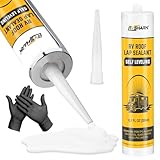 RVSHARK RV Roof Sealant, 30 Seconds Self Leveling Lap Sealant – White, Fast Curing Waterproof Flexible Caulk RV Sealant with Gloves for Camper Trailer Roofs Maintenance Repair