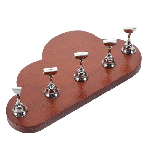 MERRYHAPY Soporte De Práctica De Uñas De Madera Con Soportes De Uñas Plateados Para Decoración De Uñas DIY Y Uso En Salón Para Pintar Y Exhibir Uñas Postizas En Forma De Nube