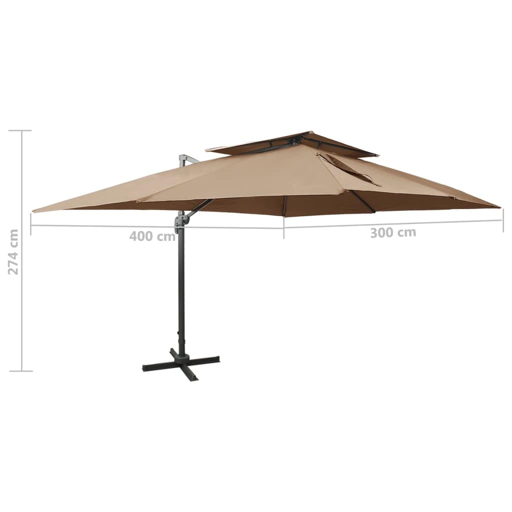 Parasol przeciwsłoneczny z wentylacją i korbą, 300 x, bordowy, ogrodowy z aluminiowym masztem, obracany w stopniach, ochrona przed promieniowaniem UV, zapewnia cień na taras, do ogrodu, na