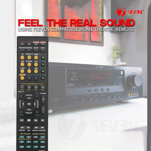 Image of 7SEVEN Compatible Home Theatre Remote Control RAV315 for Yamaha AV Receiver Home Audio RX-V461 RX-V561 377 640 WN22730 EU RAV311 HTR-6040 HTR-6050 HTR-6230 and Many More Model