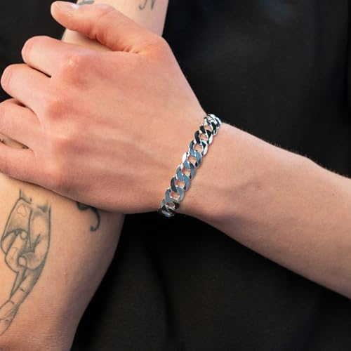 QUADRI Cuban Link Bracelet, Extra Shiny, 12mm, 925 Sterling Silver, Italian Diamond-Cut Bracelet for Men, 7.5-9 Inch, Pulseras para Hombres, Gift Box Included4