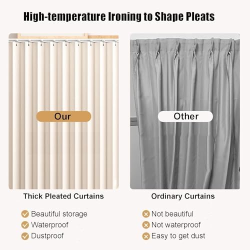 Dust-Proof Under Sink Curtains for Shoe Cabinet & Kitchen Shelf, Blackout Short Curtains with Self-Adhesive Slide Rail, Invisible Folding Design, 70cm x 120cm for Laundry Room & Wardrobe