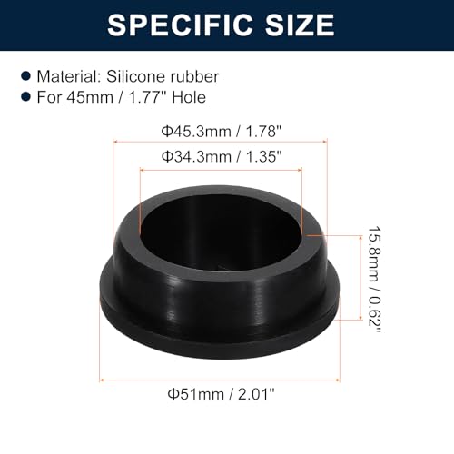 Image of uxcell 2 Pcs Black Plug Holes, Waterproof Rubber Button Plug for 45mm / 1.77 inch Hole